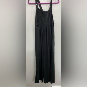 Women's Halara Black Adjustable Strap Waffle Knit Overall Pants Jumpsuit Size L